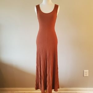 Zara ribbed midi sleeveless scoop neck dress